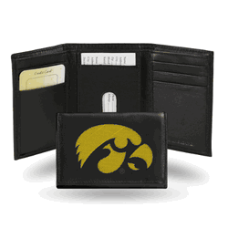 Iowa Hawkeyes  Embroidered Genuine Leather Tri-fold Wallet 3.25" x 4.25" - Slim