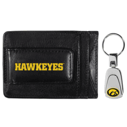 Iowa Hawkeyes Leather Cash & Cardholder & Steel Key Chain