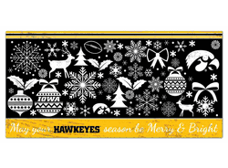 Iowa Hawkeyes Merry and Bright 6x12 Sign