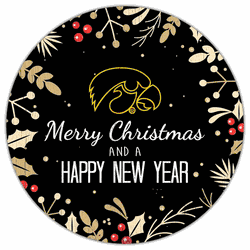 Iowa Hawkeyes Merry Christmas & New Year 12in Circle