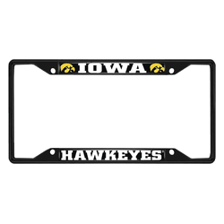 Iowa Hawkeyes Metal License Plate Frame Black Finish