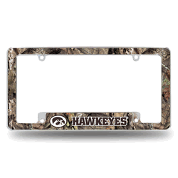 Iowa Hawkeyes Mossy Oak 12" x 6" Chrome All Over Automotive License Plate Frame