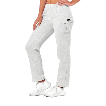 Iowa Hawkeyes NCAA Kadi Cargo Straight Fleece Pants Heather Grey XL