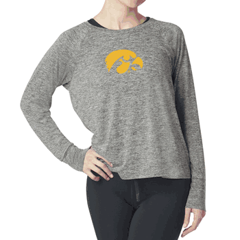 Iowa Hawkeyes NCAA Kadi Raglan Long Sleeve Heather Grey Small