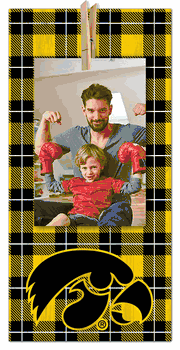 Iowa Hawkeyes Plaid Clothespin 6x12 Sign