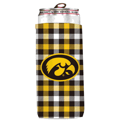 Iowa Hawkeyes Plaid Insulated Slim Can Sleeve