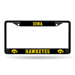 Iowa Hawkeyes Primary Black Chrome Frame with Plastic Inserts 12" x 6" Car/Truck Auto Accessory