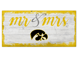 Iowa Hawkeyes Script Mr & Mrs 6x12 Sign