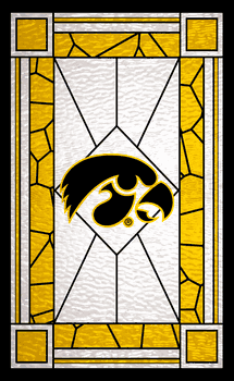 Iowa Hawkeyes Stained Glass 11x19 Wood Sign