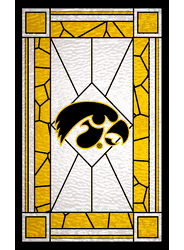 Iowa Hawkeyes Stained Glass 11x19 Wood Sign