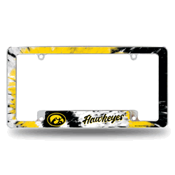 Iowa Hawkeyes Tie Dye 12" x 6" Chrome All Over Automotive License Plate Frame