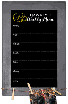 Iowa Hawkeyes Weekly Chalkboard with frame & clothespins 11x19 Sign