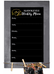 Iowa Hawkeyes Weekly Chalkboard with frame & clothespins 11x19 Sign