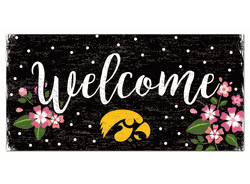 Iowa Hawkeyes Welcome Floral 6x12 Sign
