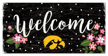 Iowa Hawkeyes Welcome Floral 6x12 Sign