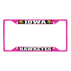 Iowa Pink Metal License Plate Frame - 6.25"x12.25"