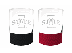 Iowa State Cyclones 2pc Laser Etched Commissioner Rocks Glass Set