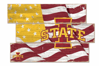 Iowa State Cyclones American Flag 3 Plank