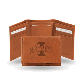 Iowa State Cyclones  Brown Embossed Genuine Leather Tri-Fold Wallet