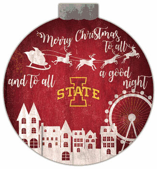 Iowa State Cyclones Christmas Village 12in Wall Art