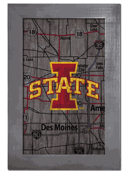 Iowa State Cyclones City Map 11x19 Sign