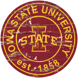 Iowa State Cyclones Distressed Round Sign