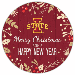 Iowa State Cyclones Merry Christmas & New Year 12in Circle