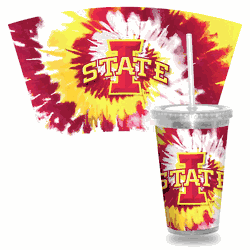 Iowa State Cyclones Metallic Tye Dye Clear Tumbler W/Straw