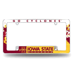 Iowa State Cyclones Primary 12" x 6" Chrome All Over Automotive License Plate Frame