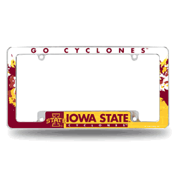 Iowa State Cyclones Primary 12" x 6" Chrome All Over Automotive License Plate Frame for Car/Truck/SUV