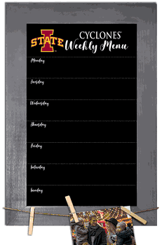 Iowa State Cyclones Weekly Chalkboard with frame & clothespins 11x19 Sign