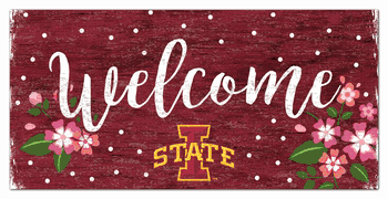 Iowa State Cyclones Welcome Floral 6x12 Sign