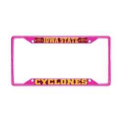 Iowa State Pink Metal License Plate Frame - 6.25"x12.25"