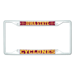 Iowa State White Metal License Plate Frame - 6.25"x12.25"