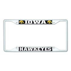 Iowa White Metal License Plate Frame - 6.25"x12.25"