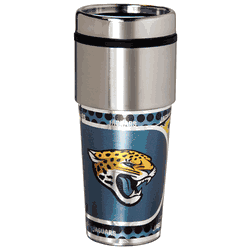Jacksonville Jaguars 16  oz. Stainless Steel Travel Tumbler Metallic Graphics