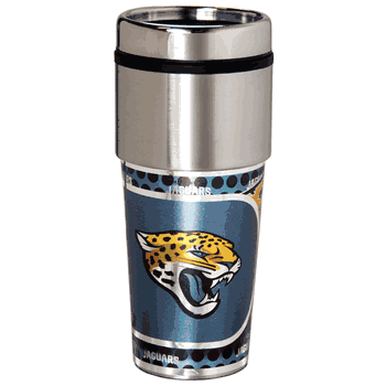 Jacksonville Jaguars 16  oz. Stainless Steel Travel Tumbler Metallic Graphics