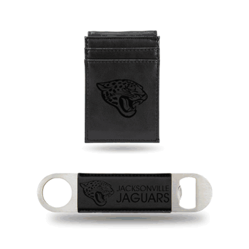 Jacksonville Jaguars Black Laser Engraved Front Pocket Wallet & Bar Blade
