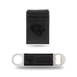 Jacksonville Jaguars Black Laser Engraved Front Pocket Wallet & Bar Blade