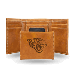 Jacksonville Jaguars Brown Laser Engraved Faux Leather Trifold