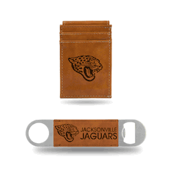 Jacksonville Jaguars Brown Laser Engraved Front Pocket Wallet & Bar Blade