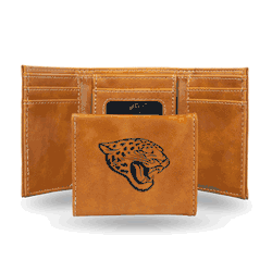 Jacksonville Jaguars Brown Laser Engraved Tri-Fold Wallet