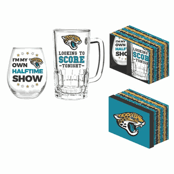 Jacksonville Jaguars Drink Set Boxed 17oz Stemless Wine and 16oz Tankard