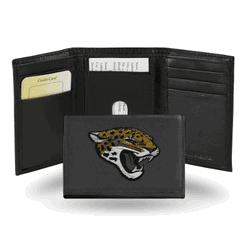 Jacksonville Jaguars  Embroidered Genuine Leather Tri-fold Wallet 3.25" x 4.25" - Slim