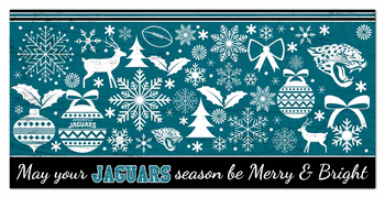 Jacksonville Jaguars Merry and Bright 6x12 Sign
