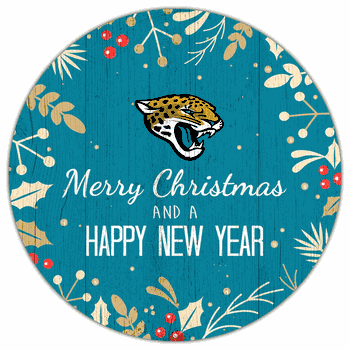 Jacksonville Jaguars Merry Christmas & New Year 12in Circle