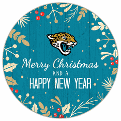 Jacksonville Jaguars Merry Christmas & New Year 12in Circle