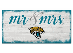 Jacksonville Jaguars Script Mr & Mrs 6x12 Sign