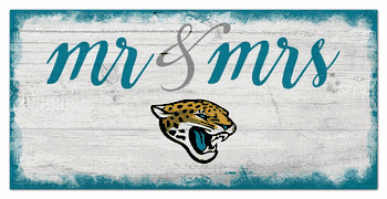 Jacksonville Jaguars Script Mr & Mrs 6x12 Sign