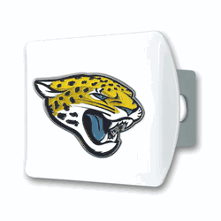 Jacksonville Jaguars White Metal Hitch Cover with  3D Color Emblem